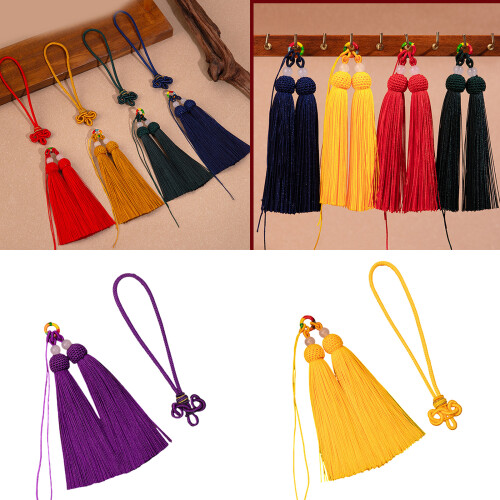 Pendentif élégant à pompons tissés à la main, accessoire-Jaune 1