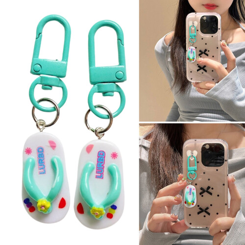 Small Flip Flop Keychain Stylish Bag Accessory for Keys-White 2
