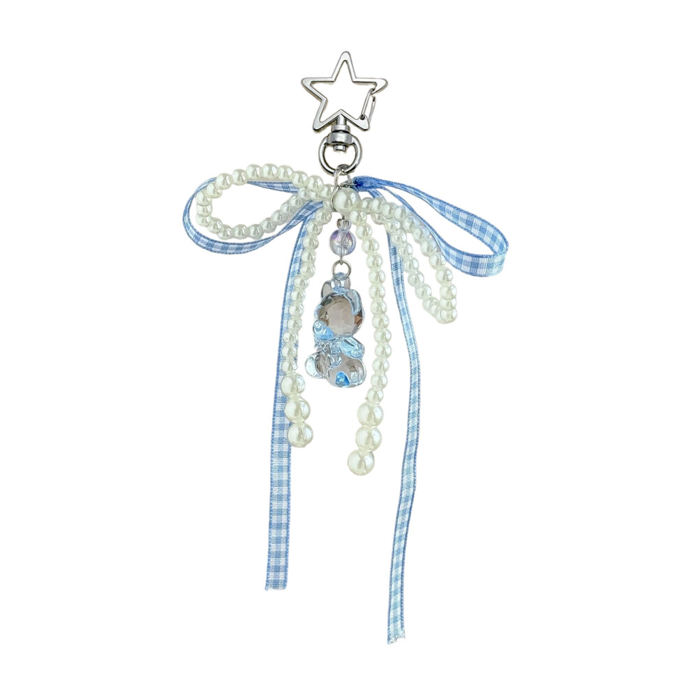 Trendy Bowknot Phone Charm Keychain Multi- Door Buckle Blue 7704000809122