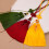 Pendentif élégant à pompons tissés à la main, accessoire-Jaune 6