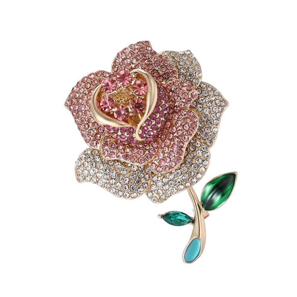 Light/Pink Elegant Metallic Flower Brooch With Secure Fastening