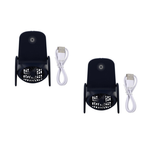 2Stk Tragbarer Multi-Funktionsventilator Mit Handyhalter USB 2