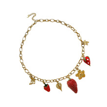 Unique Strawberry Dangle Pendant Necklace Alloy Clavicle Chain