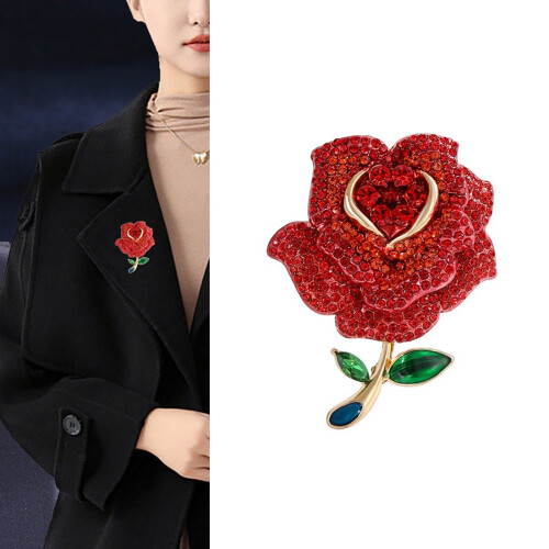 Épingle florale élégante en alliage de strass, robuste-Rouge 2