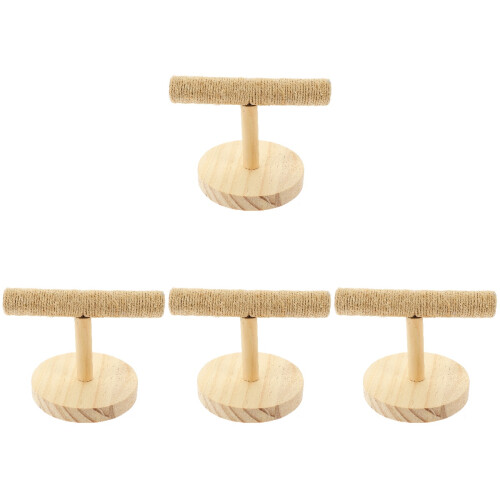 4Stk Vogelkäfig Holz Vogelspielplatz Papageiensitz Khaki 2