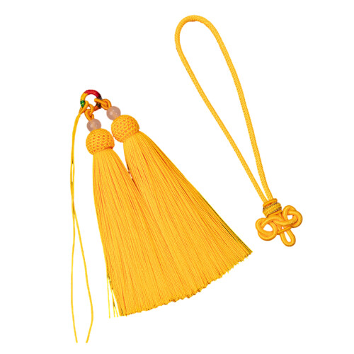 Pendentif élégant à pompons tissés à la main, accessoire-Jaune