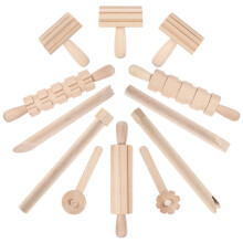 8Sets Beige Holz Ton Modellier Set Für Plastikine DIY Kinder