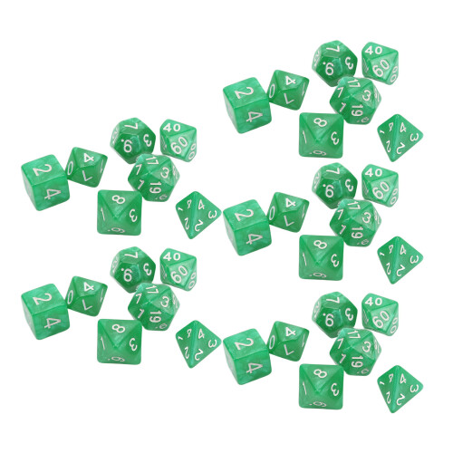 35Pcs Pearl White Plastic Dice Set Polyhedral for Board & Digital Games