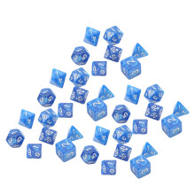 35Pcs Plastic Dice Kit Pearl Pattern White Numbers for Board & Digital Games