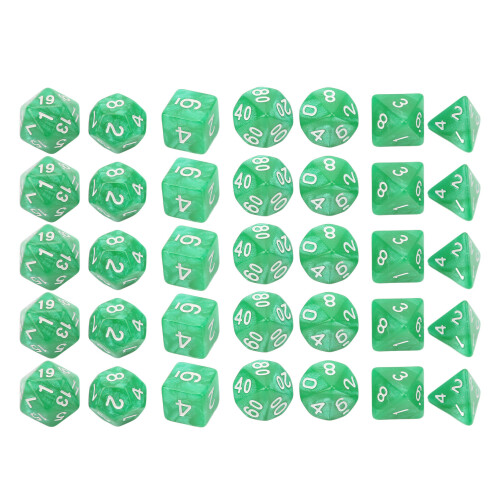35Pcs Pearl White Plastic Dice Set Polyhedral for Board & Digital Games 1