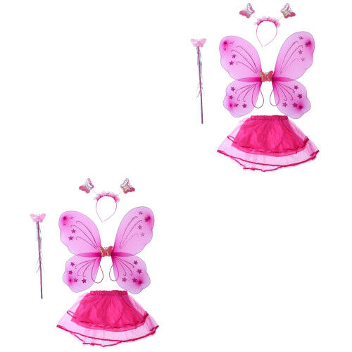 8St Roze Vleugels Set Met Tutu En Haarband 2