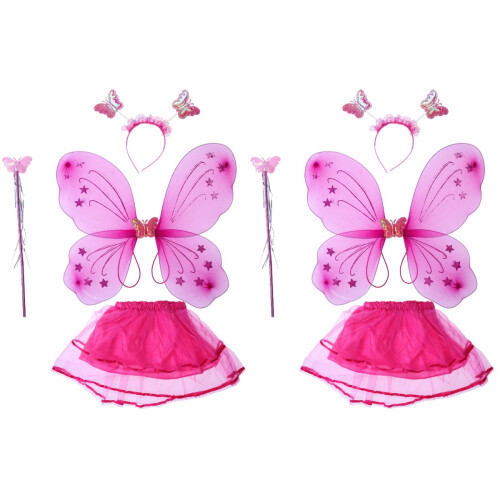 8St Roze Vleugels Set Met Tutu En Haarband 1