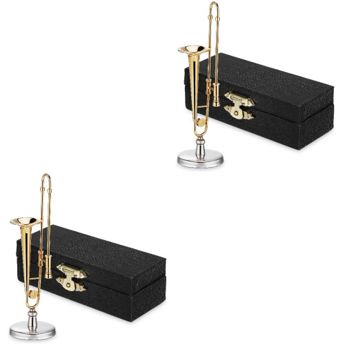 2Pièces Mini Trombone Décor Cuivré Orné Pour Maison De Coloré 2