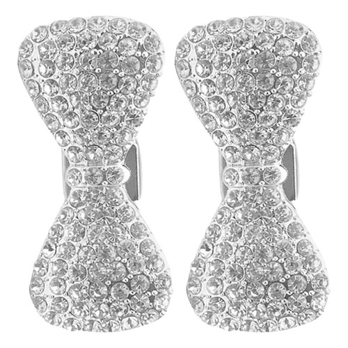 6Pièces Clips Ventilation Auto Plastique Argent Strass Décoratif