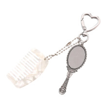 Porte-clés élégant en verre dense avec peigne intégré et-Blanc