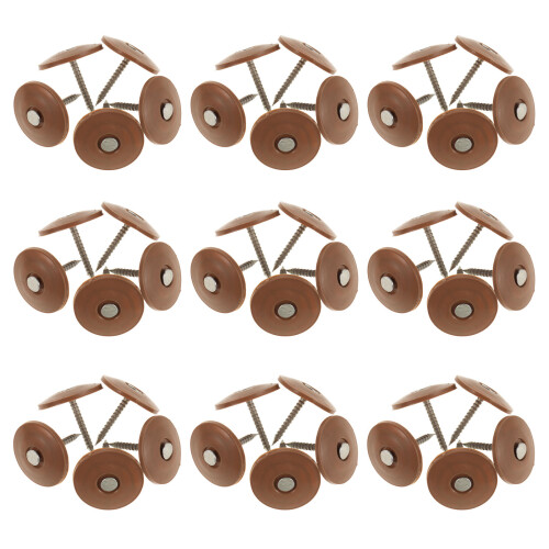 600Pcs Light Brown Flat Head Nails with Plastic Caps for Home Roofing