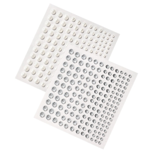 4Sets Multi-Color Craft Pearls Rhinestone Stickers Safe Decorative Use 1