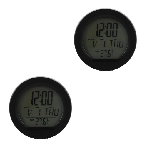 2Pièces Solaire Auto Métal Noir Calendrier Intégré Température 2