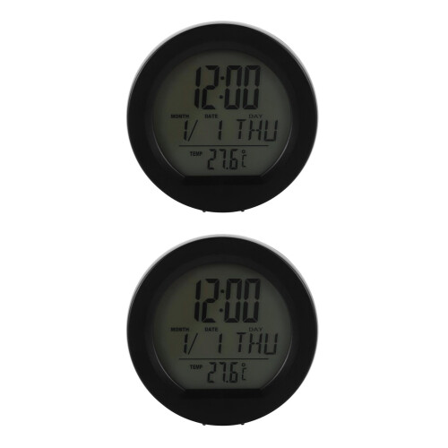 2Pièces Solaire Auto Métal Noir Calendrier Intégré Température 1