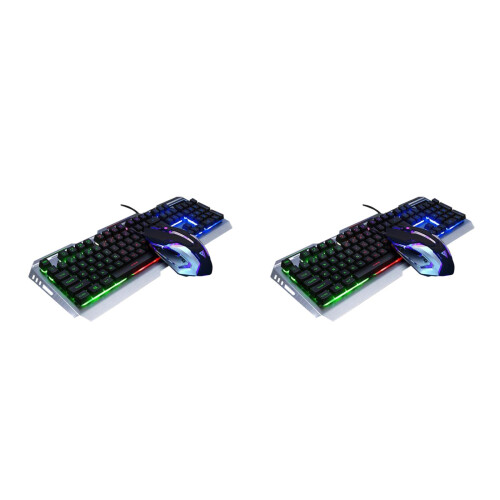 2Pz Set Gaming Tastiera USB Retro LED Rgb Nera Mouse 2