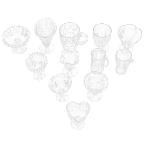 24Pz Set Mini Tazzine Per Bambini E Diorami Trasparenti