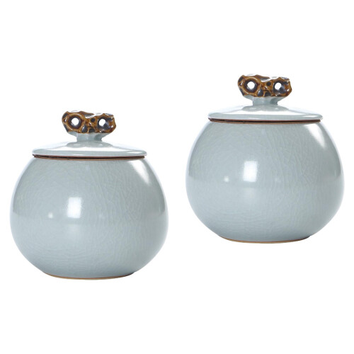 2Pz Contenitori Ceramici Per Tè Uso Multi Decorativo 2