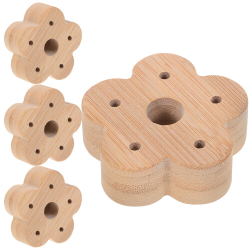 8Pz Stand Bamboo Per Spazzolini E Penne Forma Fiore Beige 1
