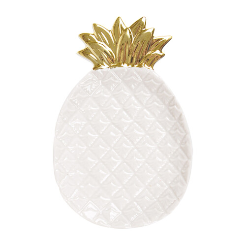 3Pz Piatti in Bianco Con Design Ananas Per Frutta E Dessert