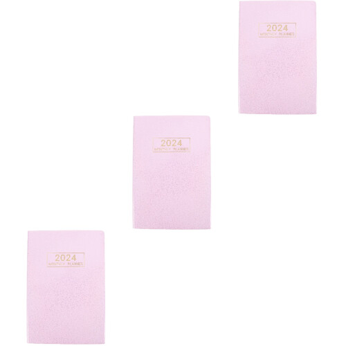 3Pz Notebook Diario Accademico Rosa in Materiale Resistente 2