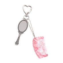 Draagbare kamglas sleutelhanger tegen verlies Charm-Roze