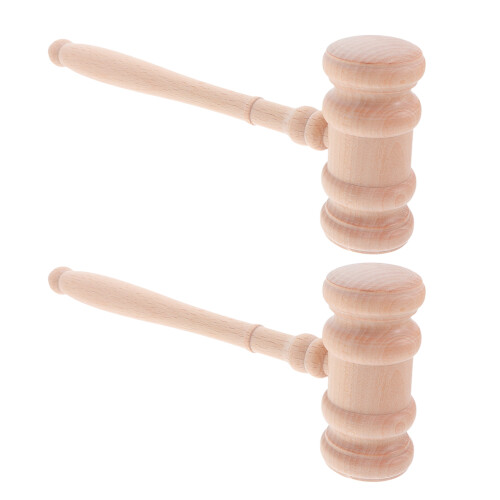 8Pz Mini Martello Legno Beige Per Asta E Costume Festa 2
