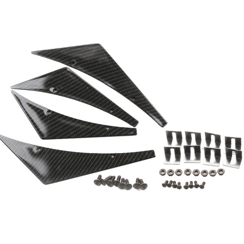 2Set Splitter Paraurti Anteriore Auto Nero ABS Design Racing