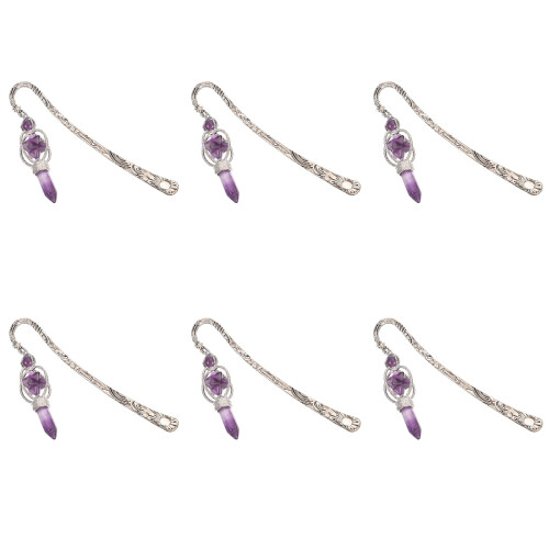 6Pz Segnalibri Viola Cristallo Con Design Unico Per 1
