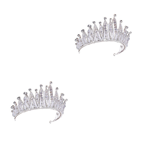 2Pz Copricapo Bianco Con Diamante Sposa 2