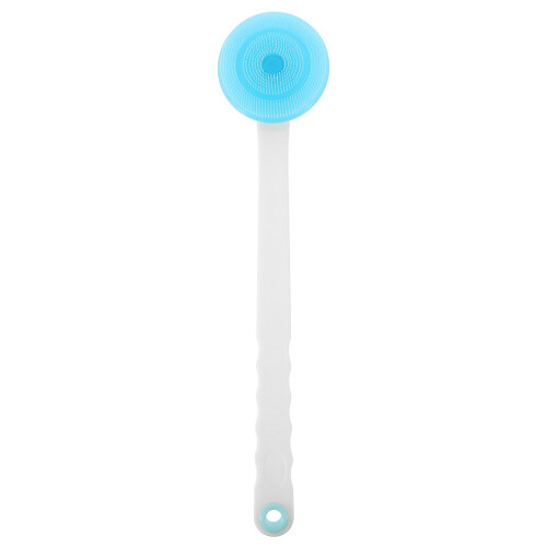2Pz Spazzola Doccia Silicone Manico Lungo Celeste Profonda