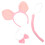 5Set Set Maiale Cosplay Rosa Con Cerchietto Orecchie, Coda E 3
