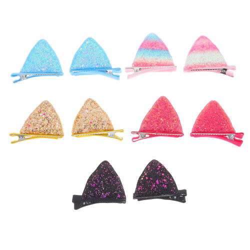20Paia Clip Orecchie Gatto Glitterate in Tessuto E Metallo