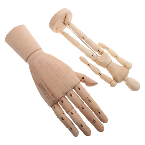 4Pz Modellini Artistici in Legno Beige Con E Regolabile
