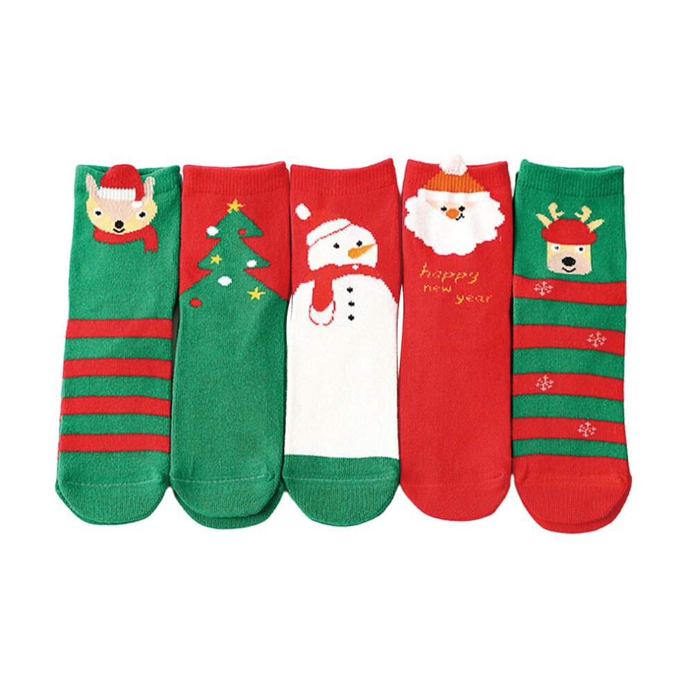 10Pary Kolorowe BawełNiane Skarpetki DziecięCe ŚWiąTeczne Wzory-image