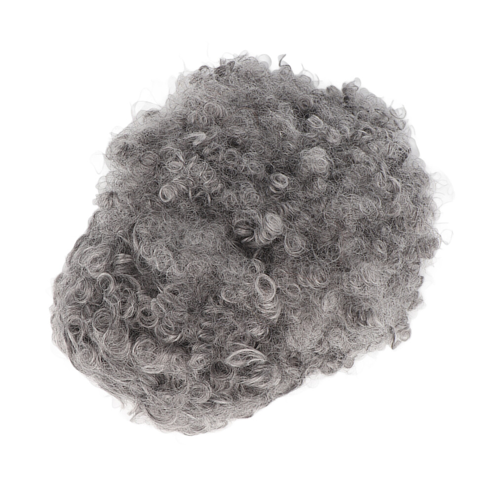 Gray Black Short Afro Wig Synthetic Hair with Bangs for Women Curly Style