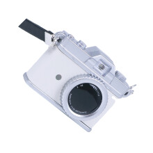Retro camera sleutelhanger met-Geheel zilveren patch whi