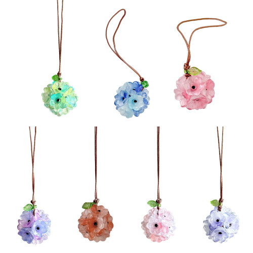 Glasgewebter Blumen-Schlüsselanhänger, leichte-Vanille-Erdbeeren 1