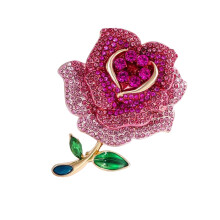 Stijlvolle legering strass bloemen pin stevig voor-Roze