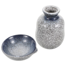 2Conjuntos Conjunto De Saquê Cerâmico Azul Com Garrafa E Copos