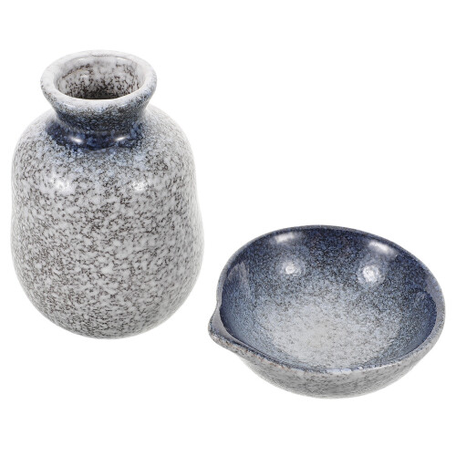 2Conjuntos Conjunto De Saquê Cerâmico Azul Com Garrafa E Copos 1