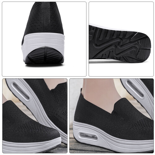 2Pares Tênis Preto Flexível Grosso Amortecedor 2