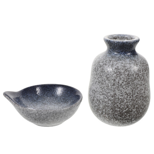 2Conjuntos Conjunto De Saquê Cerâmico Azul Com Garrafa E Copos 2