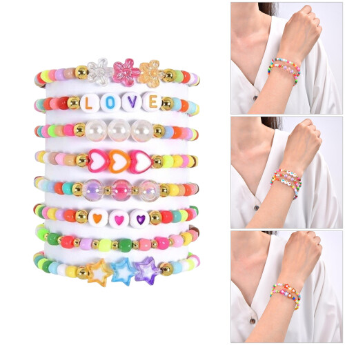 Lot de 8 bracelets d'amitié réglables, ensemble de bijoux faits 1