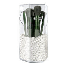 Organizator de depozitare cosmetice, design hexagonal acrilic transparent pentru utilizări multiple, formă elegantă cu capac rezistent la praf,