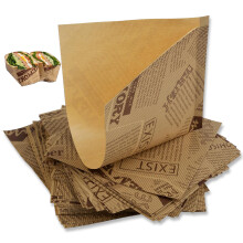 Microwave-Safe, Recyclable Non-Stick Food Basket Liners 15 x 15 Cm For Hamburgers, Sandwiches, Grilled Skewers, Neutral Patterns And Newspaper Print,